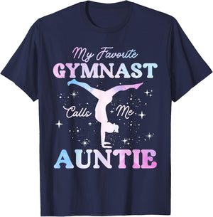 My Favorite Gymnast Calls Me Auntie Gymnastics Aunt T-Shirt - T-Shirt | Navy