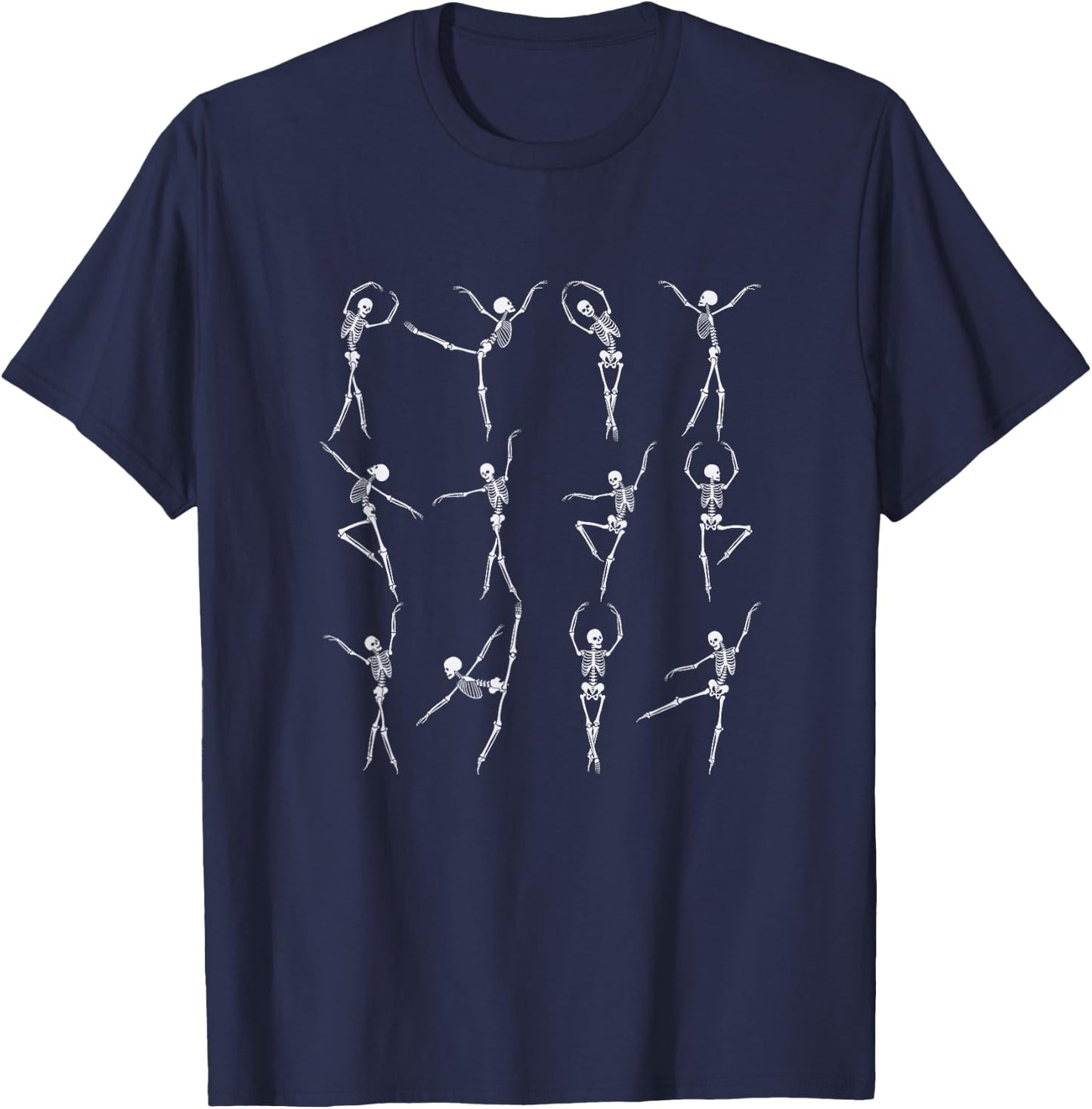 Dancing Skeletons, Spooky Ballet Dancers, Yoga Skeleton T-Shirt - T-Shirt | Navy