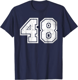 Distressed Number #48 Sport White Number T-Shirt - T-Shirt | Navy