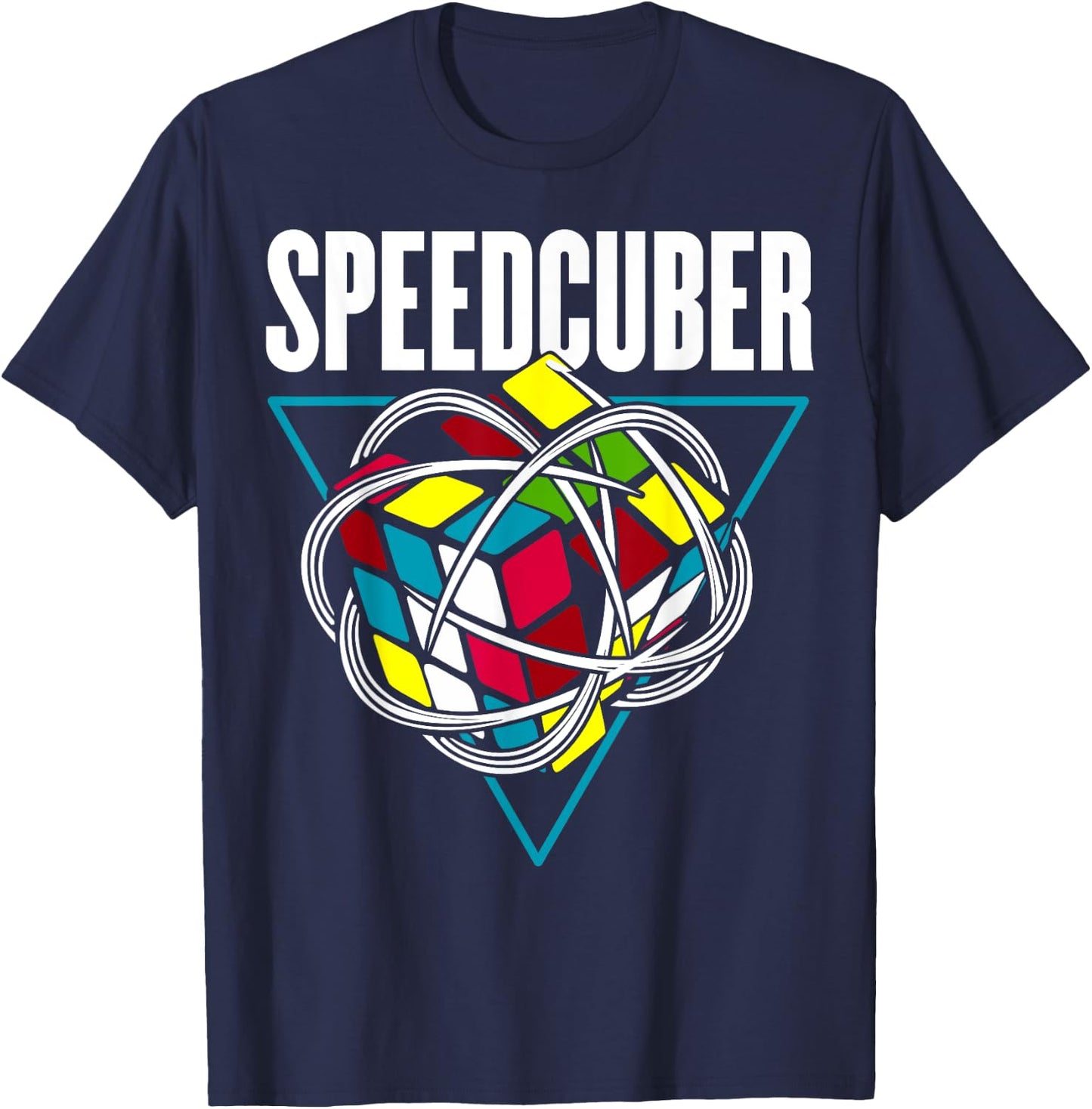 Competitive Puzzle Cube Speed Cuber Hobby 80's Vintage Toy T-Shirt - T-Shirt | Navy
