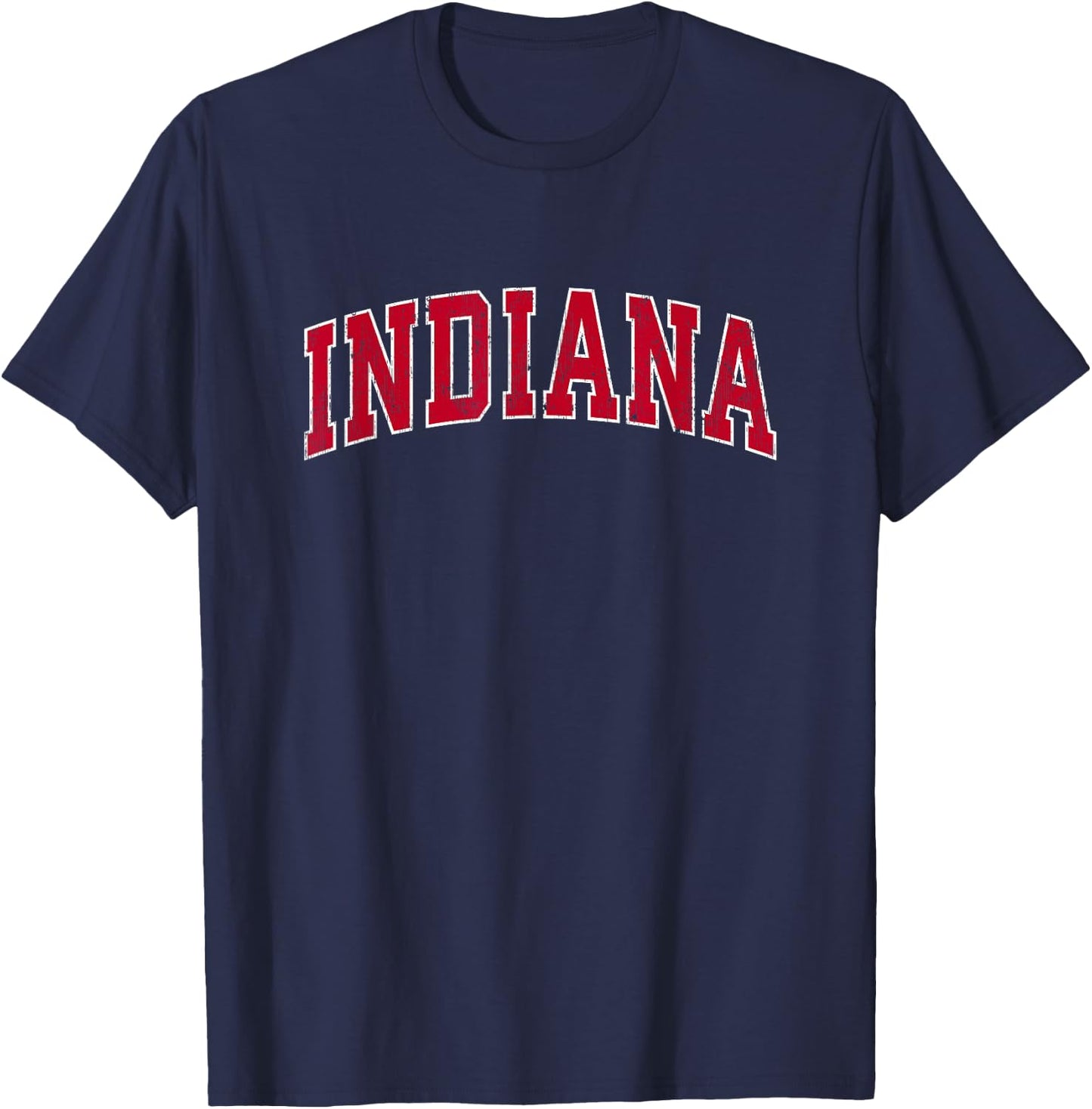 Indiana IN Vintage Sports Design Red Design T-Shirt - T-Shirt | Navy