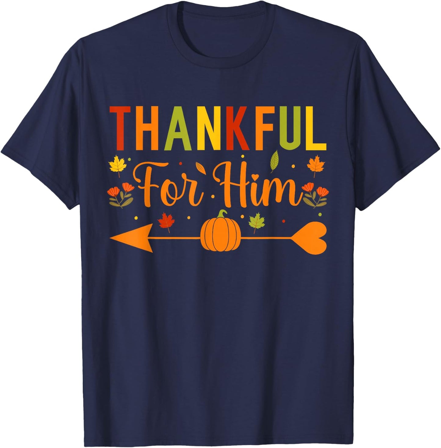Thankful Couples Fall Matching Couple Thanksgiving T-Shirt - T-Shirt | Navy