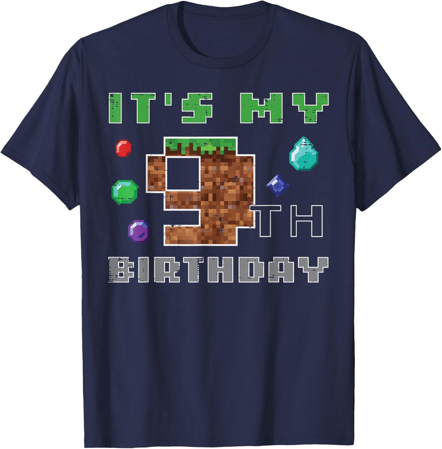 My 9th Birthday Pixel 9 Gamer Video Gaming Boys Kids Youth T-Shirt - T-Shirt | Navy