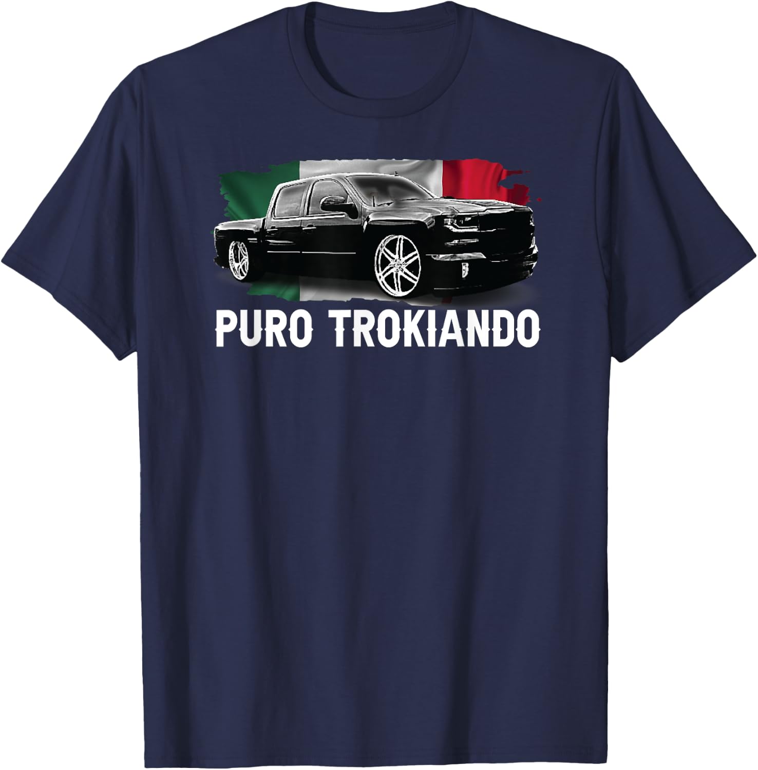 Puro Trokiando double cab slammed mexican flag vintage T-Shirt - T-Shirt | Navy