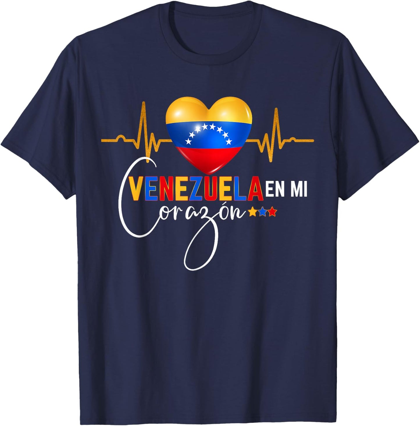 Venezuela en el Corazon Venezuelan Pride Small T-Shirt - T-Shirt | Navy