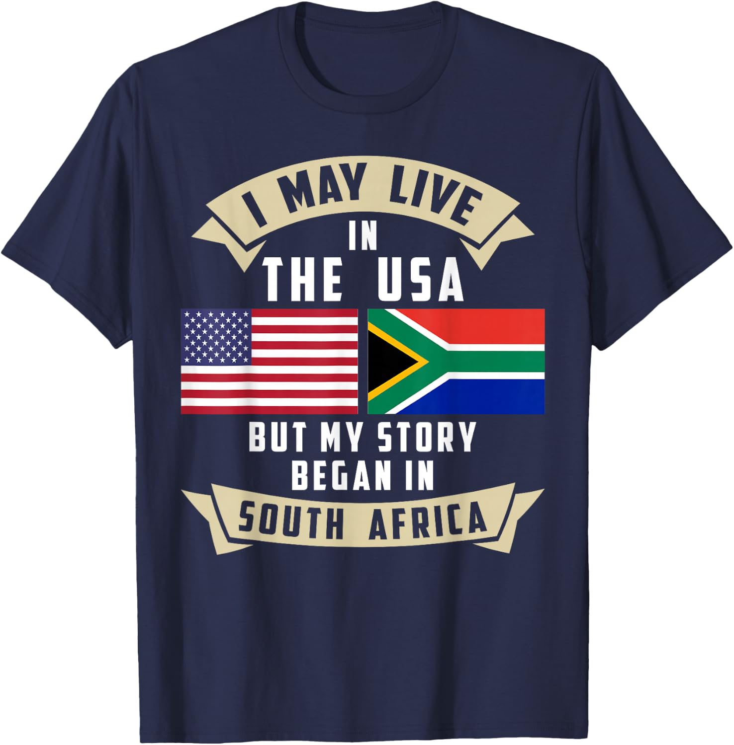 South Africa American Flag USA South African Roots T-Shirt - T-Shirt | Navy