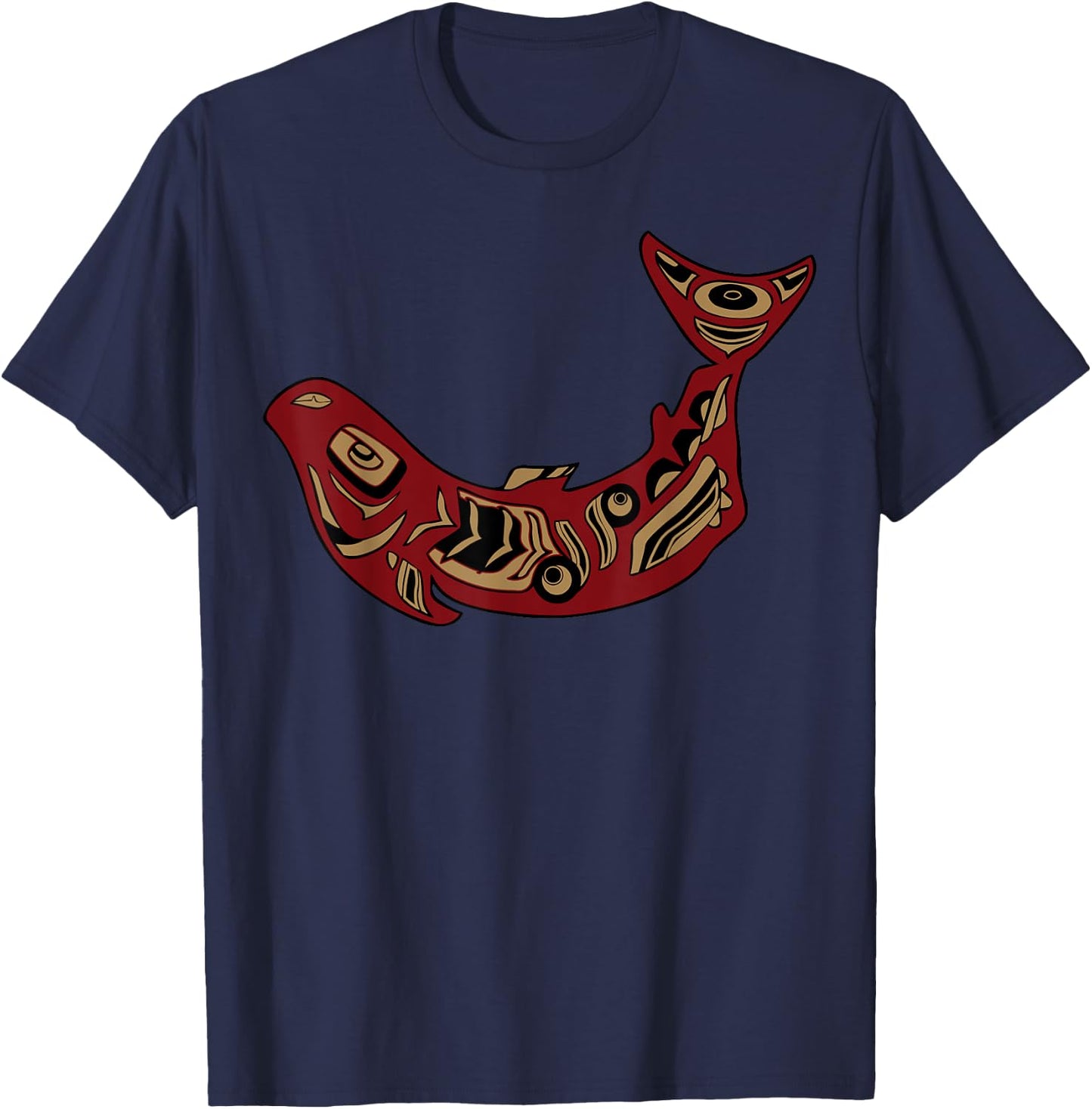 Native American Indian Salmon Fish Totem Pacific Northwest T-Shirt - T-Shirt | Navy