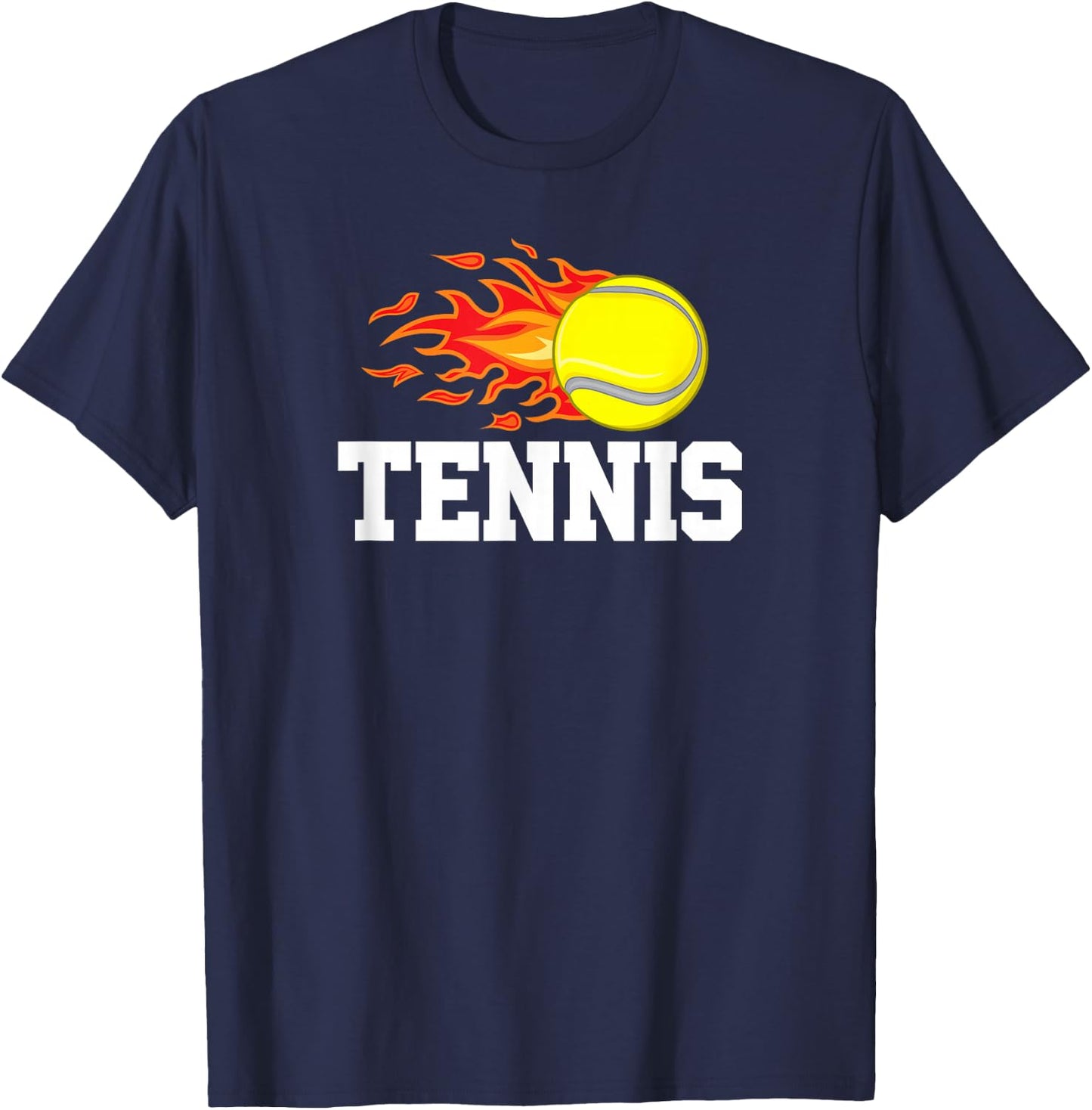 Tennis Ball Flame Tennis Player Design Graphic T-Shirt - T-Shirt | Navy