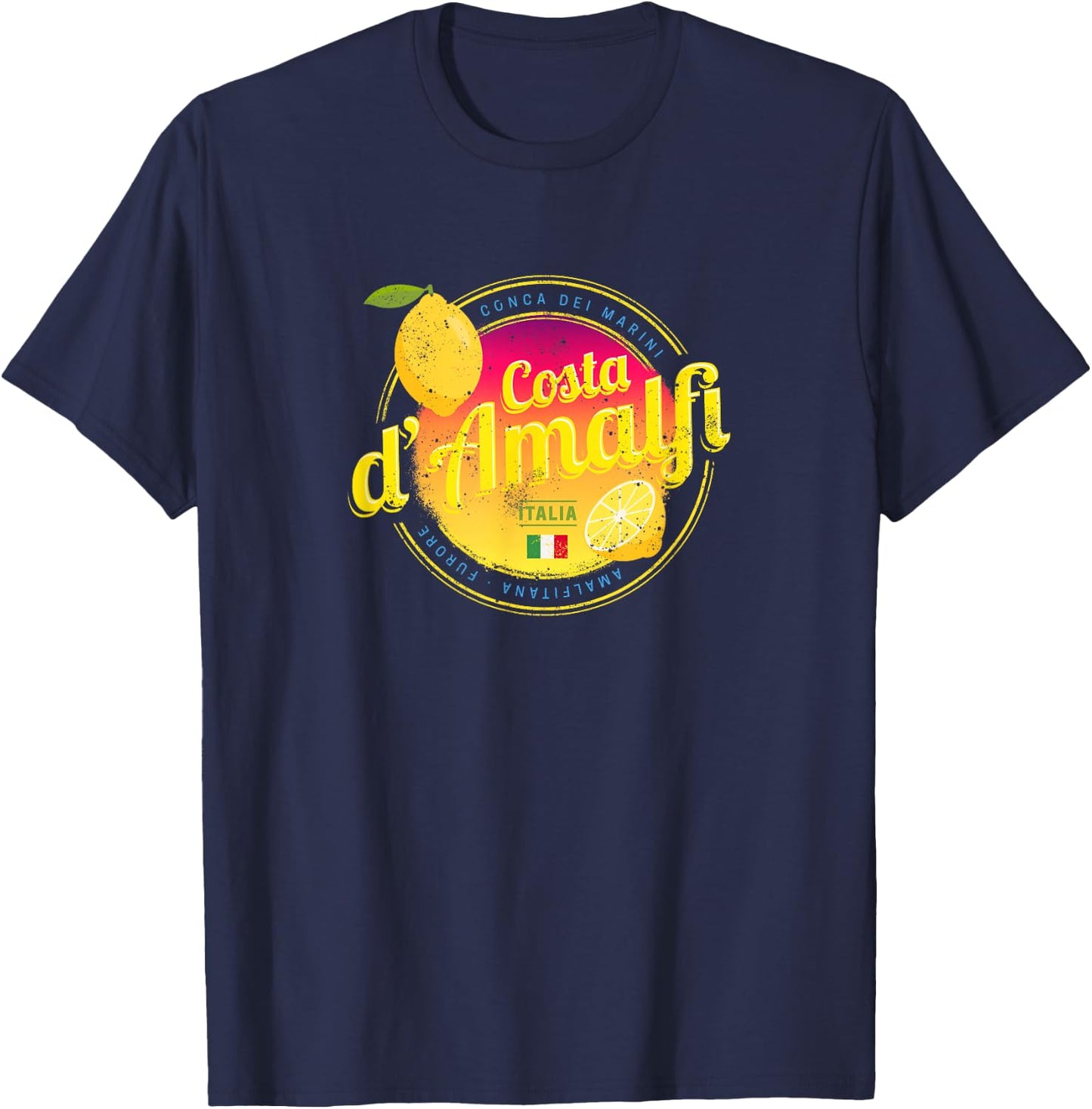 Costa d'Amalfi and Lemon Italy Vintage Amalfi Coast Souvenir T-Shirt - T-Shirt | Navy