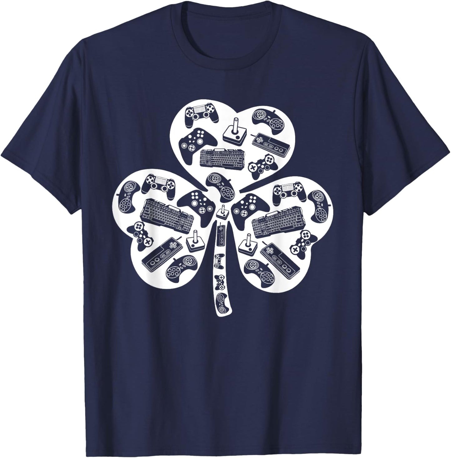 Boys Gamer Gift Game Shamrock St Patricks Day Irish Men Kids T-Shirt - T-Shirt | Navy