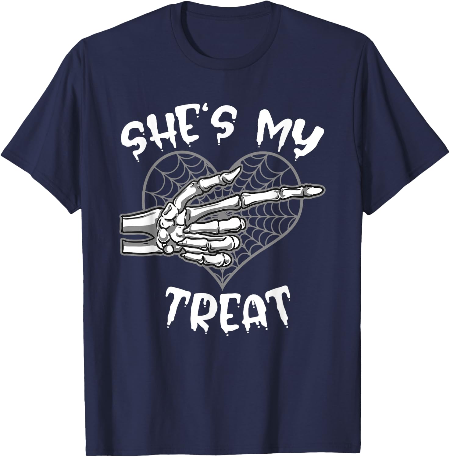 She's My Treat Funny Halloween Matching Couple Boyfriend T-Shirt - T-Shirt | Navy
