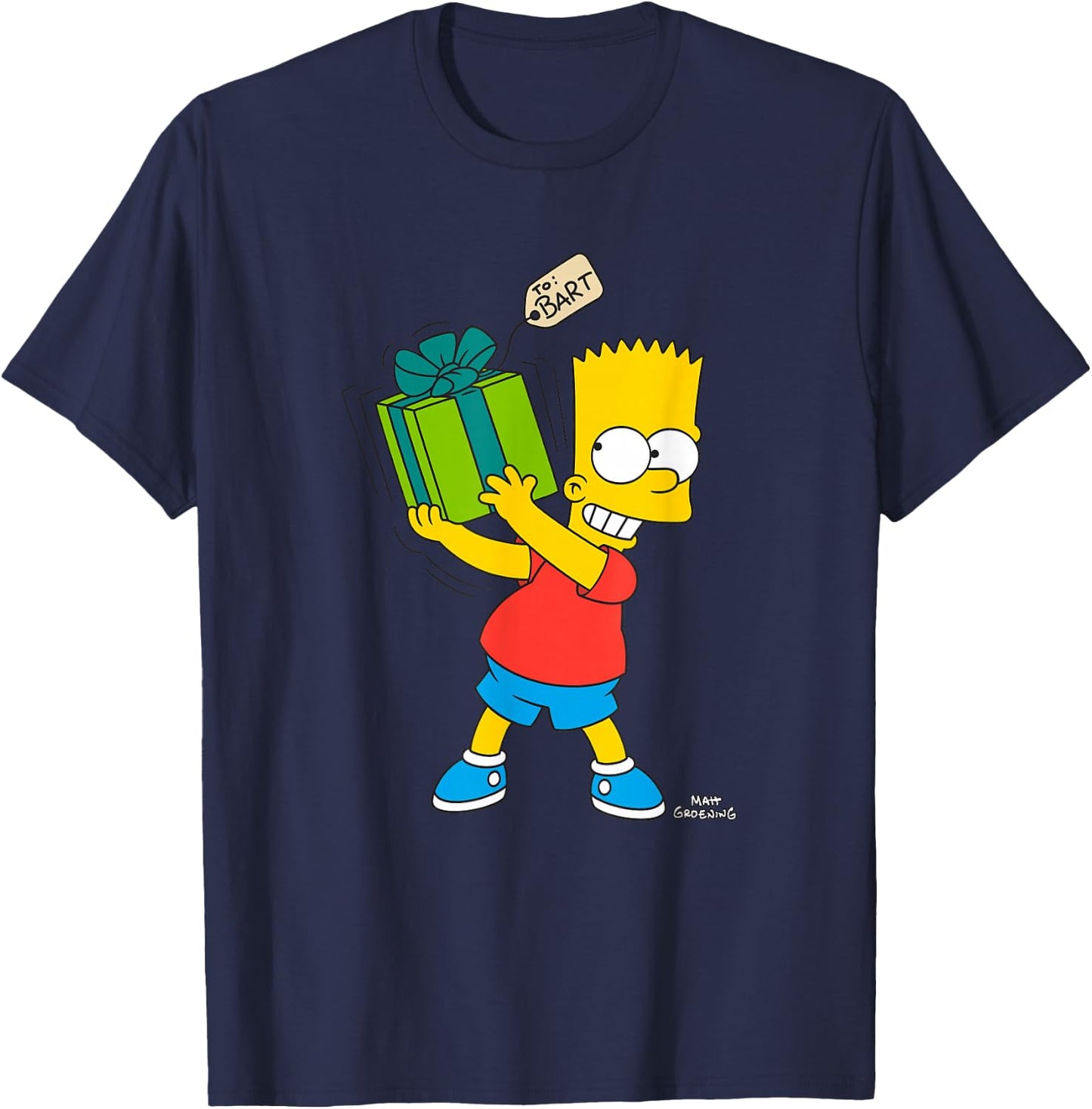 The Simpsons Bart Simpsons Present Time Holiday T-Shirt - T-Shirt | Navy