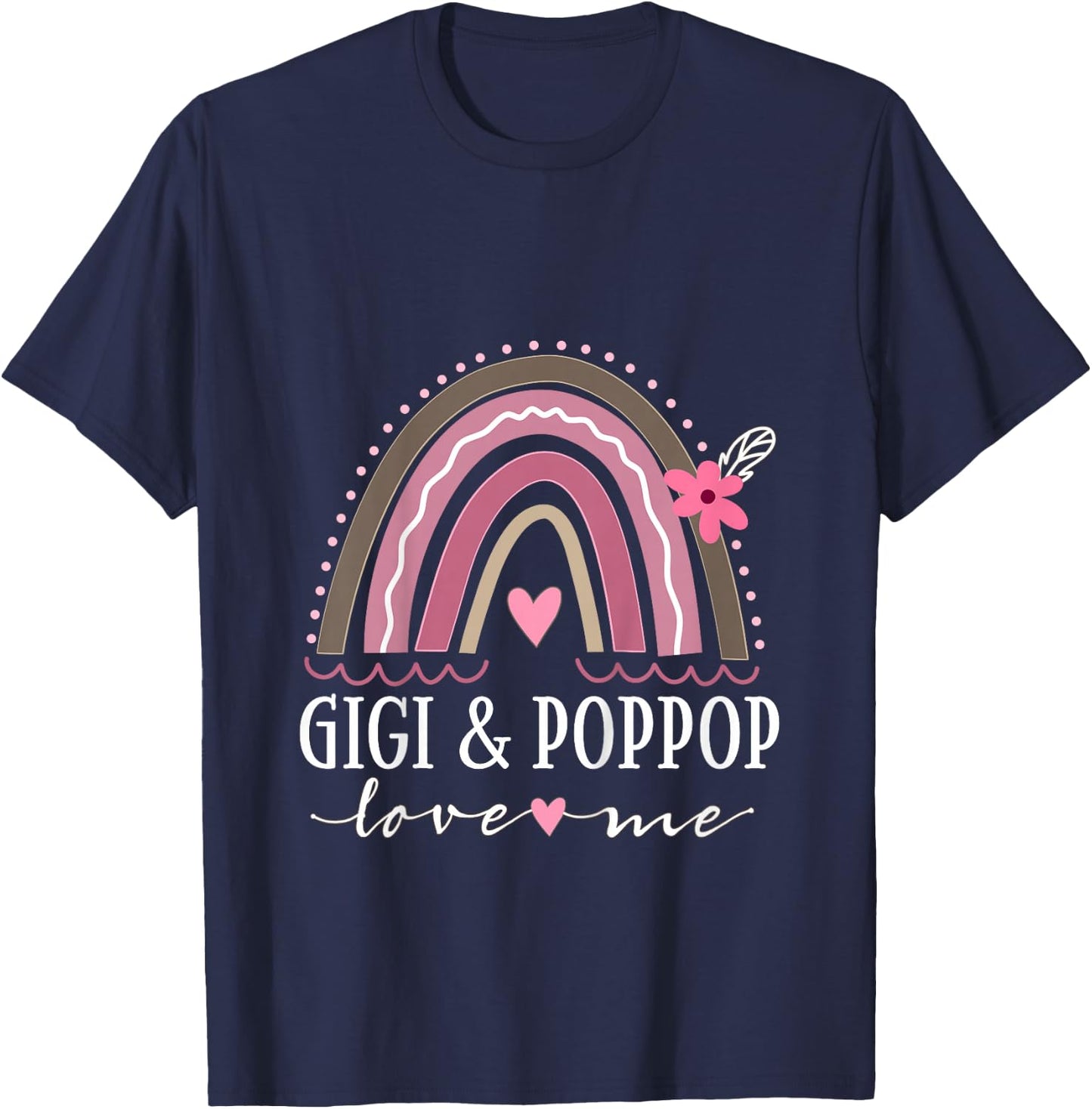 Kids Gigi and PopPop Love Me Girls Granddaughter Boho Rainbow T-Shirt - T-Shirt | Navy