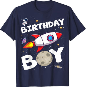 Birthday Boy Astronaut Space Theme Birthday Party Matching T-Shirt - T-Shirt | Navy