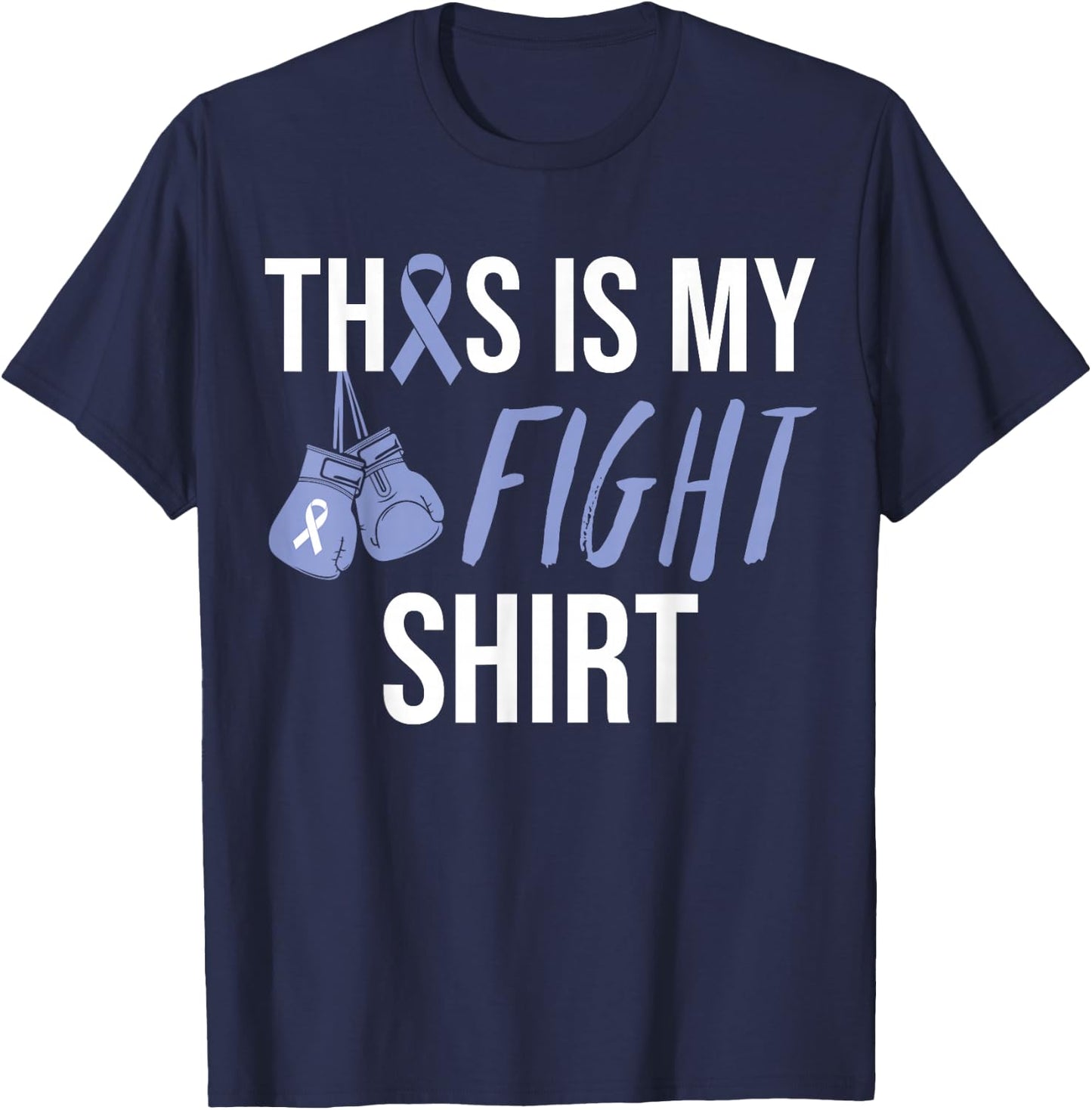 Esophageal Cancer Awareness Purple Periwinkle Ribbon T-Shirt - T-Shirt | Navy