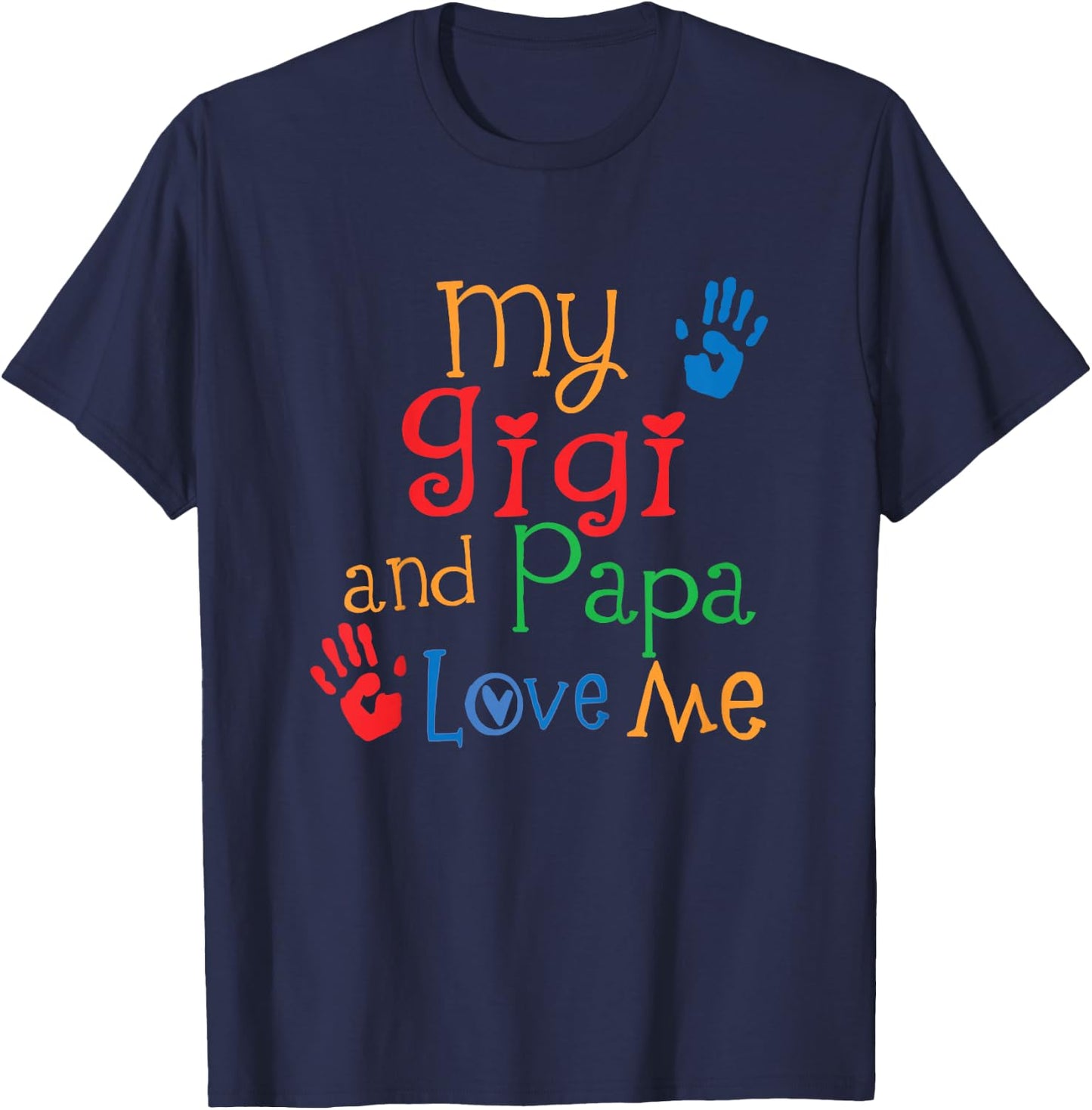 Gigi and Papa Love Me Grandkids T-Shirt - T-Shirt | Navy