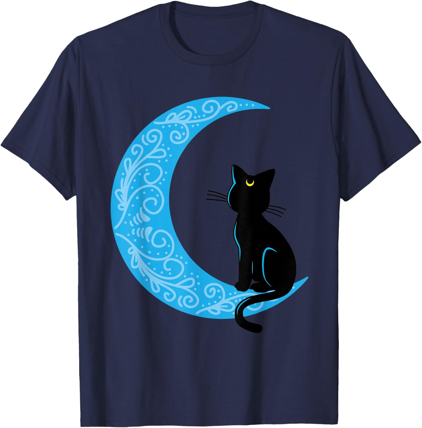 Black Cat Crescent Moon Sailor Mum T-Shirt - T-Shirt | Navy