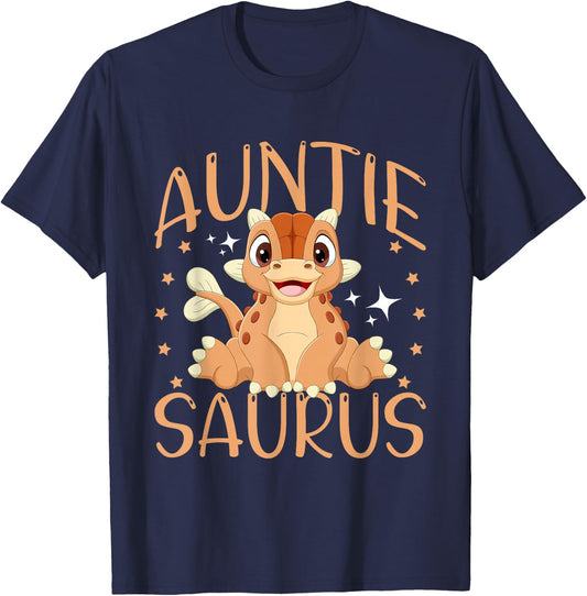 Auntie Saurus Cute Dinosaur T-Shirt - T-Shirt | Navy