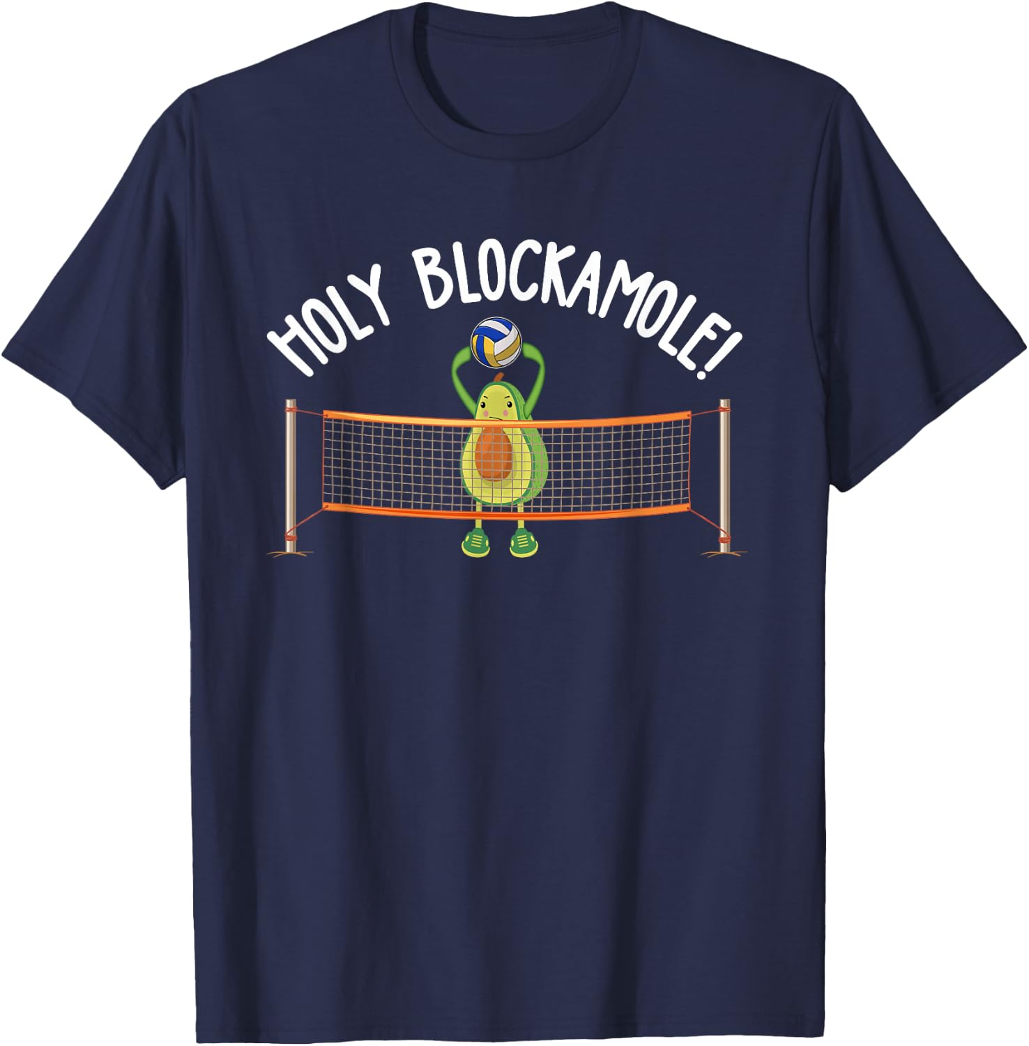 Holy Blockamole Holy Guacamole Avocado Volleyball T-Shirt - T-Shirt | Navy