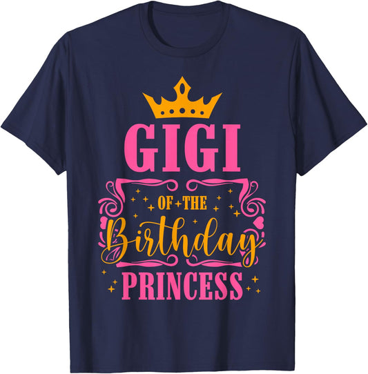 Gigi of The Birthday Princess B-Day Girls Matching Family T-Shirt - T-Shirt | Navy