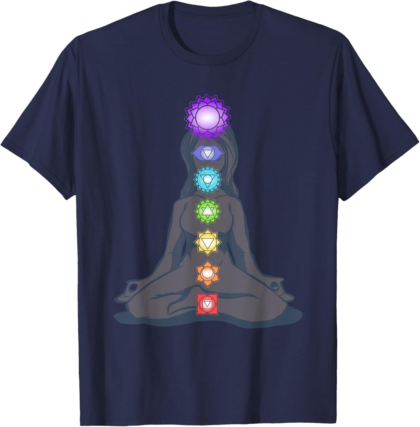 Yoga Meditation Spiritual Body Energy Chakra T-Shirt - T-Shirt | Navy