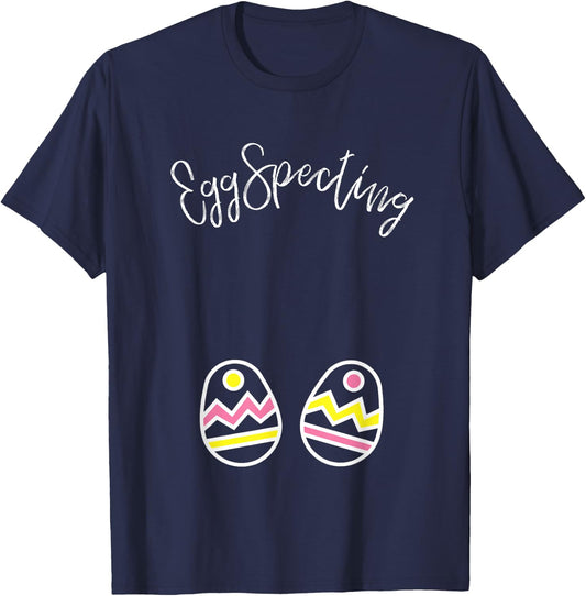 Easter Pregnant Shirt - EggSpecting Twins T-Shirt - T-Shirt | Navy