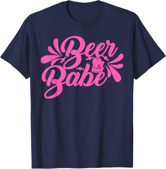 Funny Beer Babe Letter Print Drinking Booze Lover T-Shirt - T-Shirt | Navy