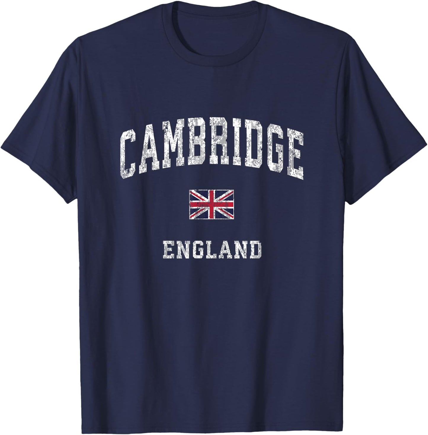 Cambridge England Vintage Athletic Sports Design T-Shirt - T-Shirt | Navy