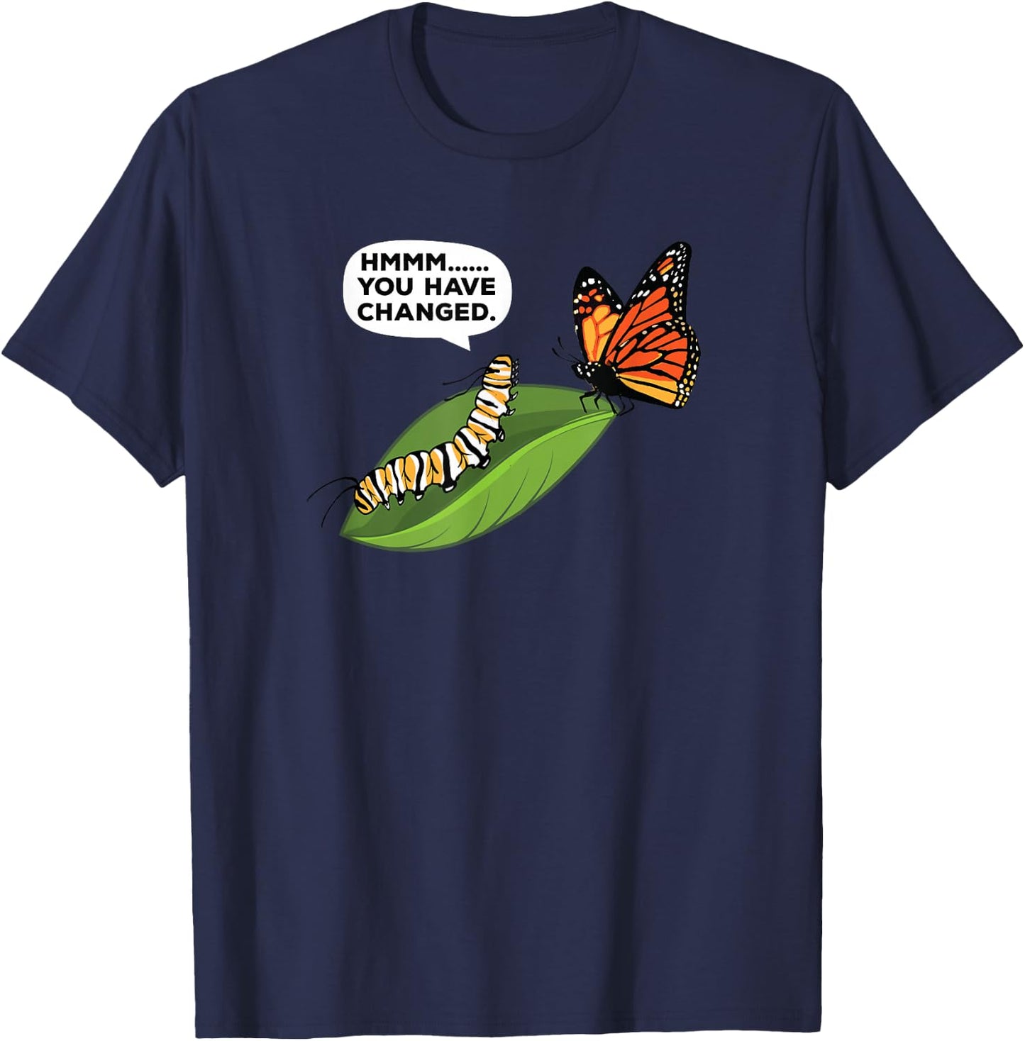 Funny Caterpillar Lifecycle Metamorphosis Monarch Butterfly T-Shirt - T-Shirt | Navy