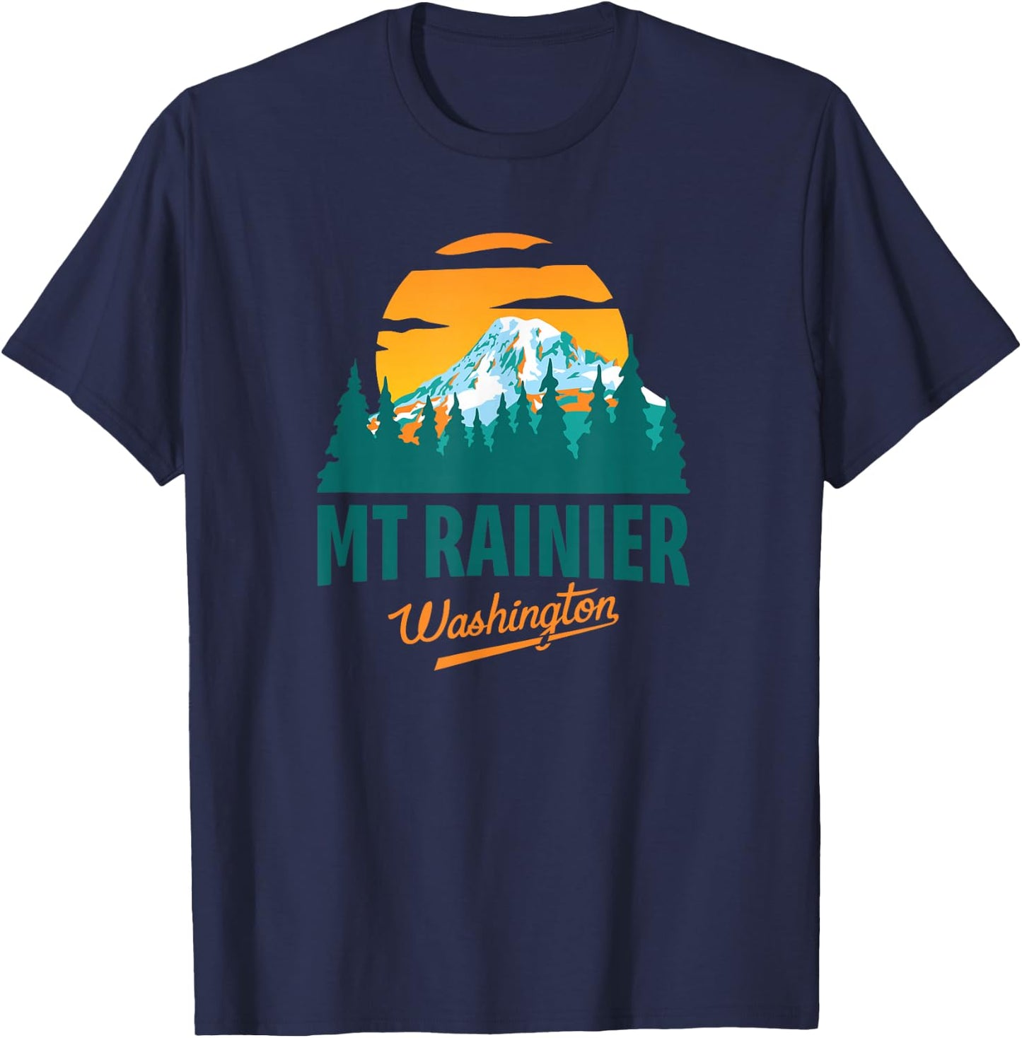 Washington Mt Rainier National Park Retro Vintage Design T-Shirt - T-Shirt | Navy