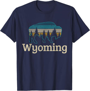 Wyoming Bison Vintage Souvenir T-Shirt - T-Shirt | Navy