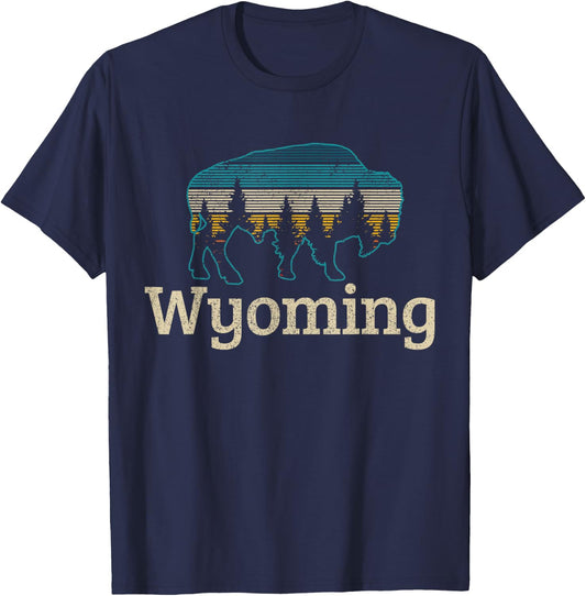 Wyoming Bison Vintage Souvenir T-Shirt - T-Shirt | Navy