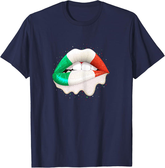 Italian Shirt Women Girls Italy Italian Flag T-Shirt - T-Shirt | Navy