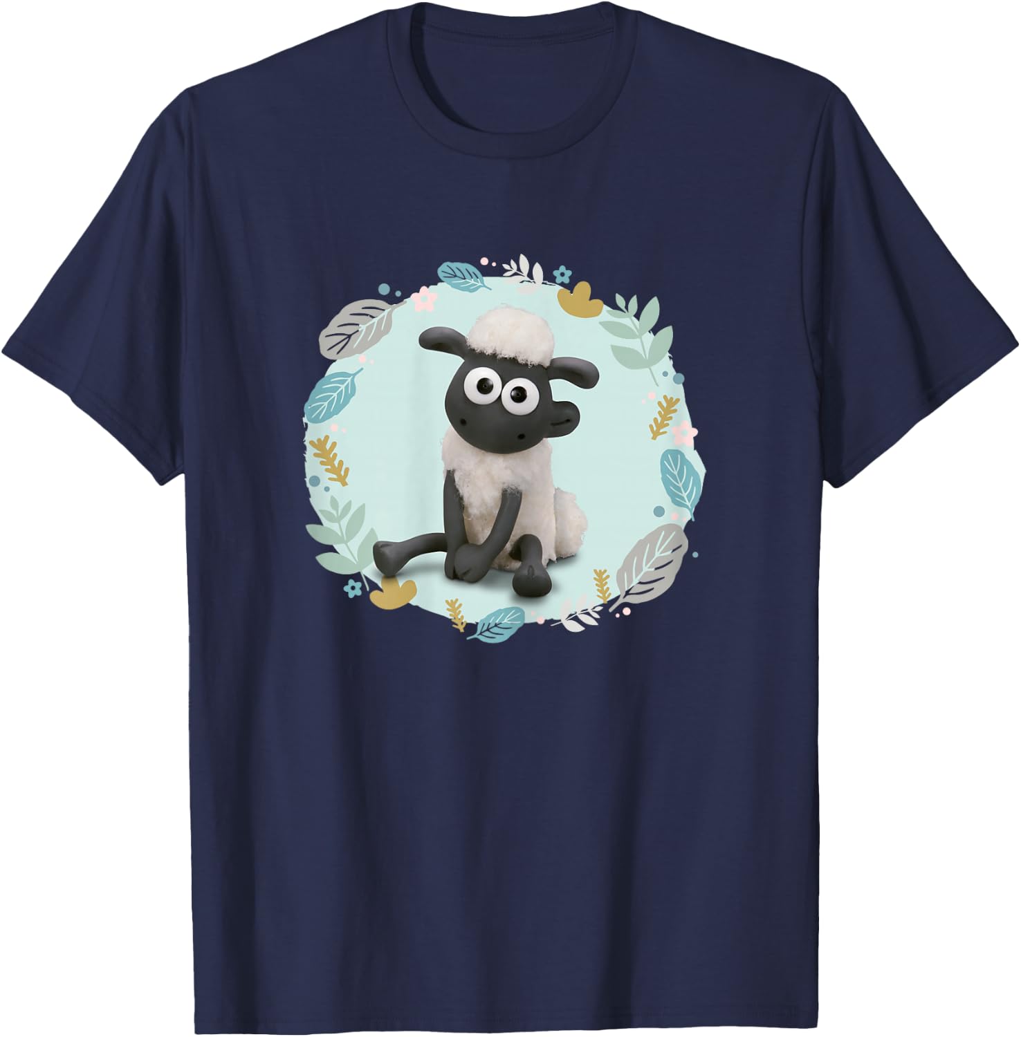 Shaun the Sheep: Baby Shaun in the Leaves T-Shirt - T-Shirt | Navy