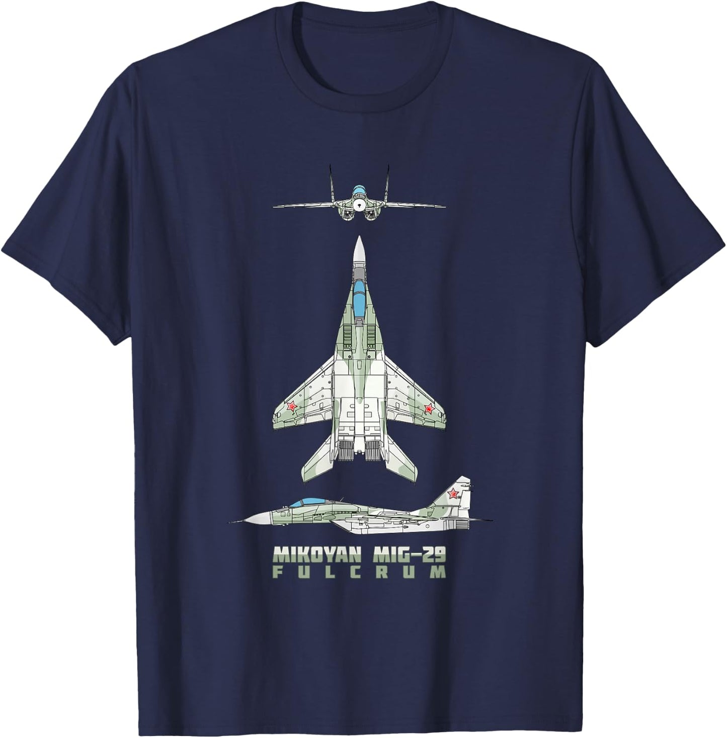 MiG-29 Russian Jet Fighter Plane Diagram T-Shirt - T-Shirt | Navy