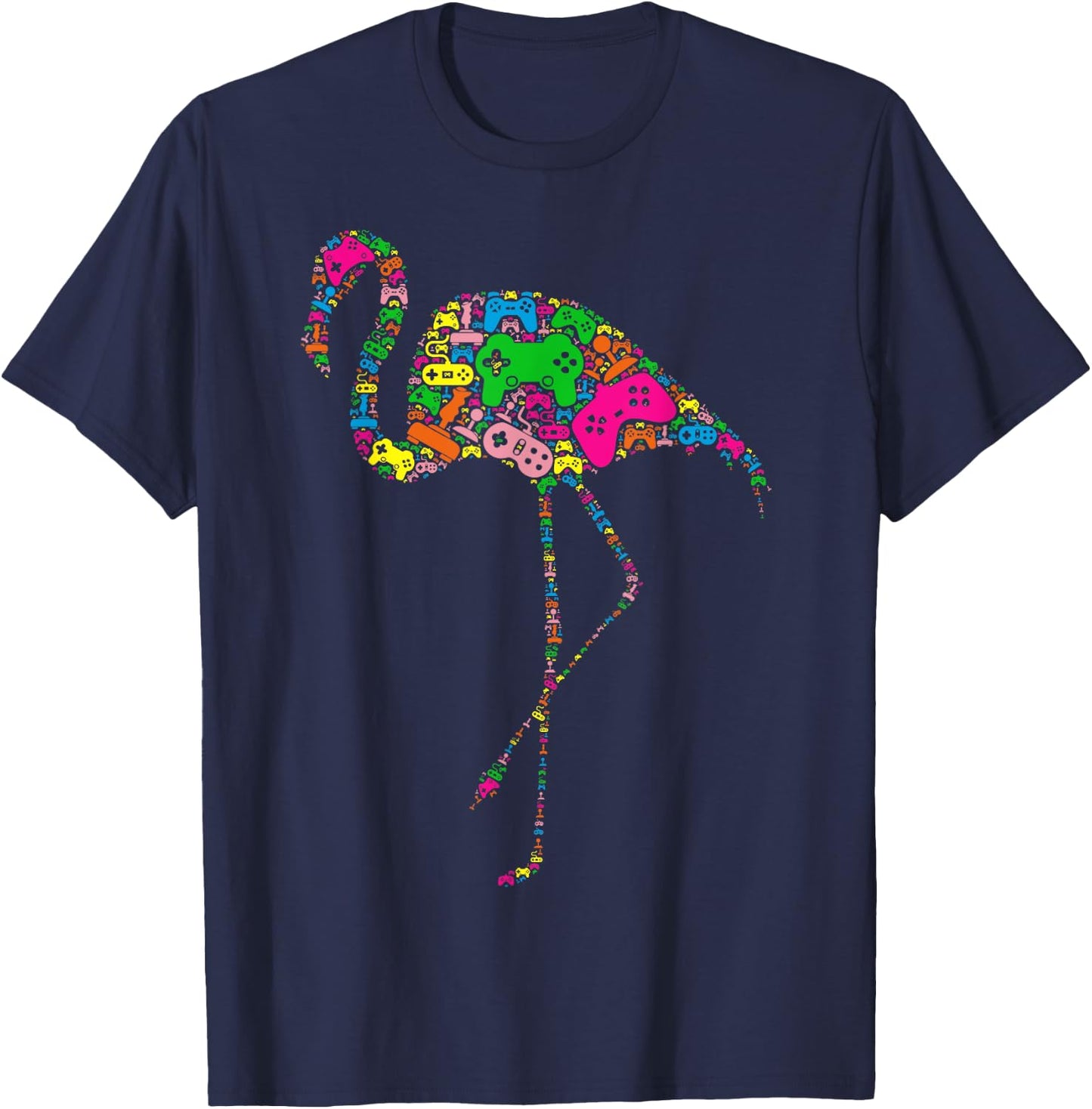 Funny Flamingo Controller for Boy & Girl Gamers - Video Game T-Shirt - T-Shirt | Navy