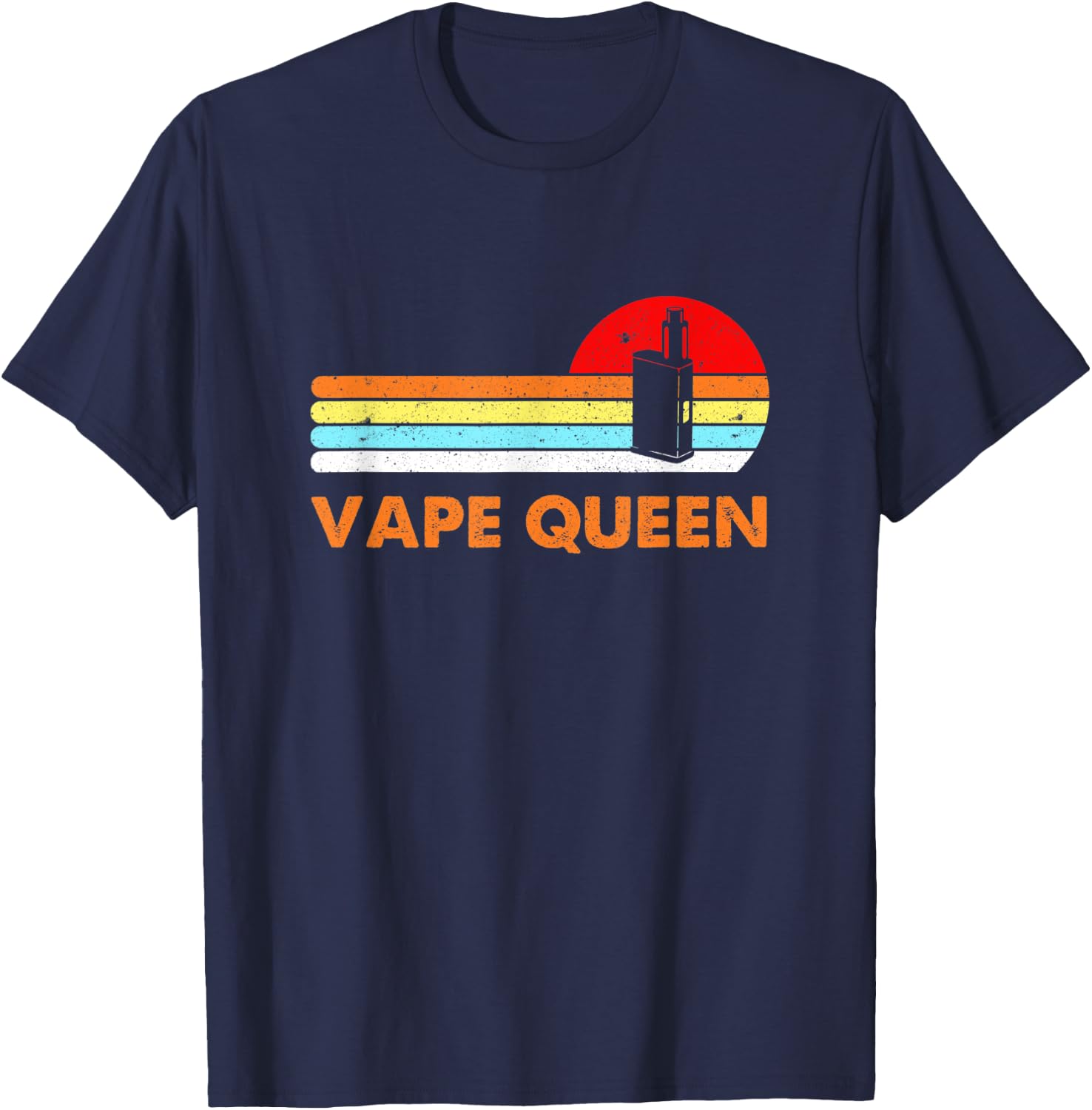 Vape Queen Juice Pen Vintage Retro Distressed Vaping Women T-Shirt - T-Shirt | Navy