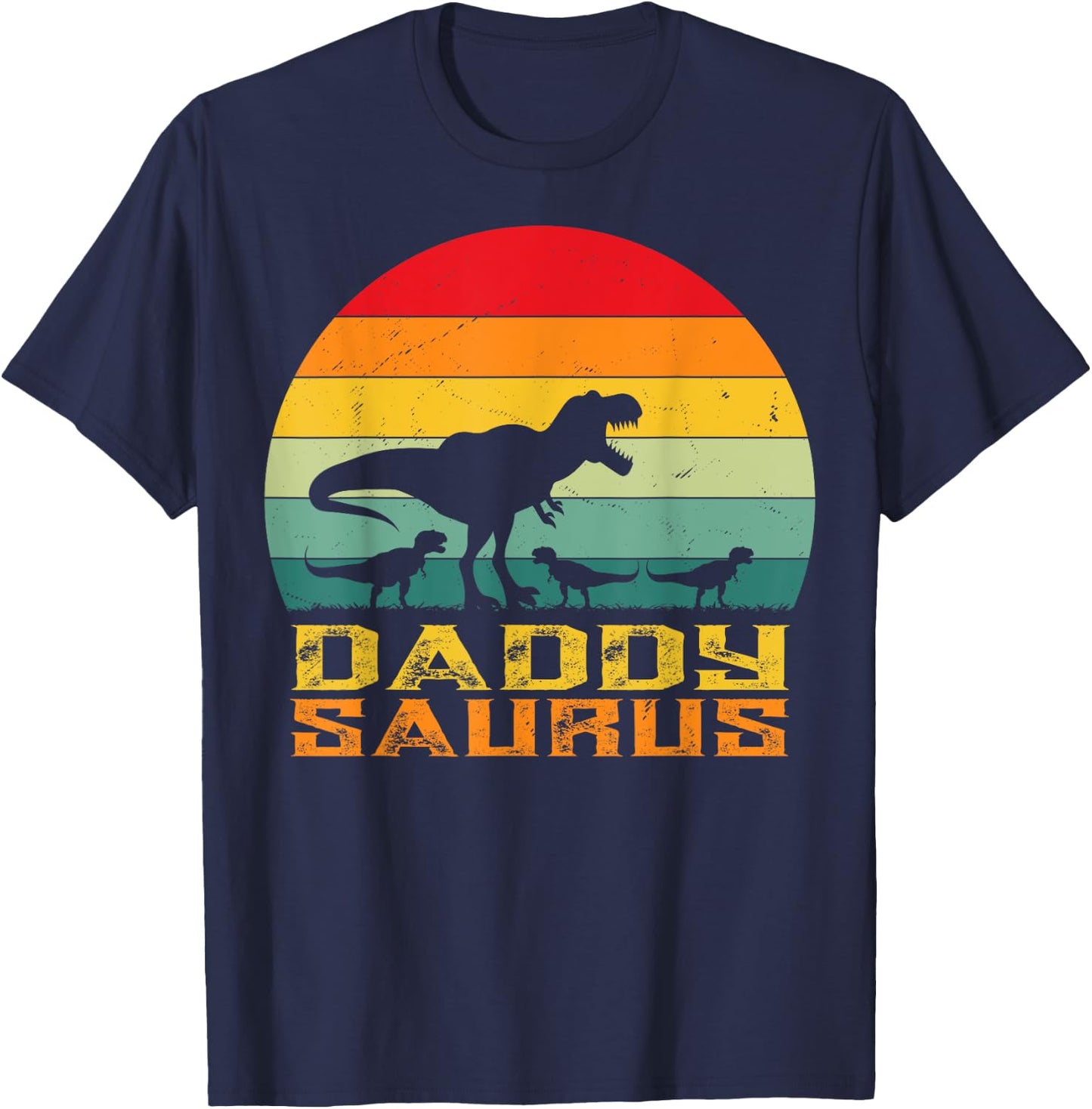Daddy Saurus T Rex Dinosaur Fathers Day Family Matching dad T-Shirt - T-Shirt | Navy