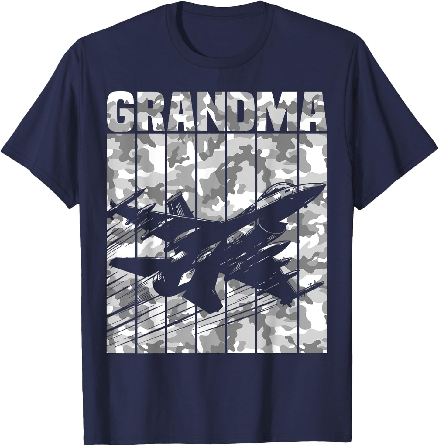 Grandma Matching Family Camo Military Fighter Jet Birthday T-Shirt - T-Shirt | Navy
