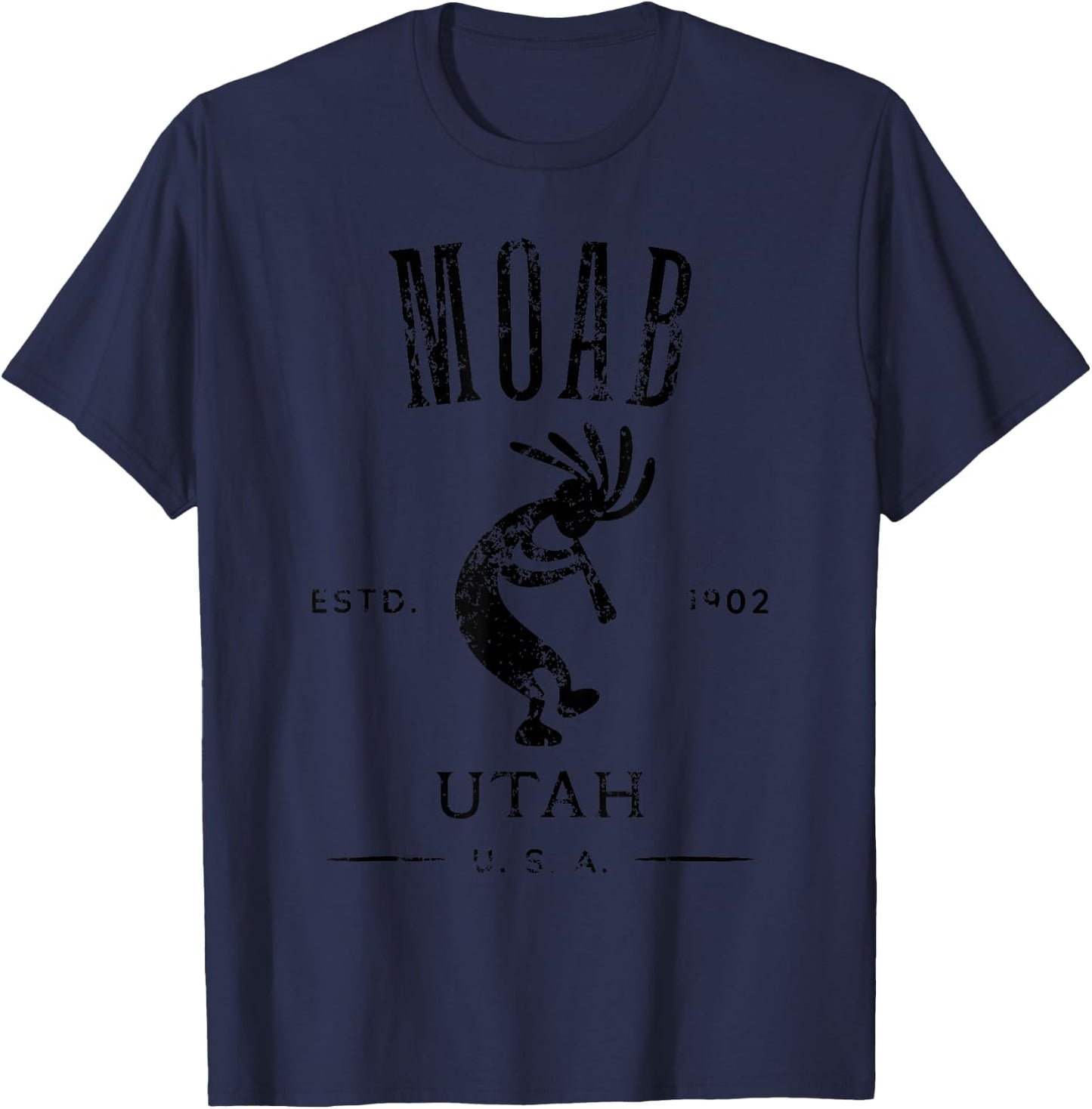 Moab Utah Kokopelli Souvenir Distressed Design T-Shirt - T-Shirt | Navy