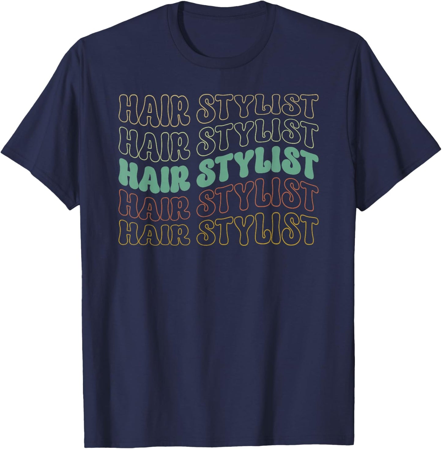Hair Stylist Retro Groovy Hairdresser Salon Barber Men Women T-Shirt - T-Shirt | Navy