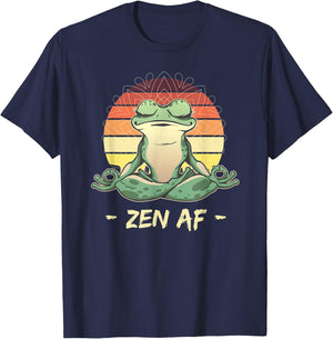Funny Frog Yoga Meditation Pilates Animal Lover Toad Zen AF T-Shirt - T-Shirt | Navy