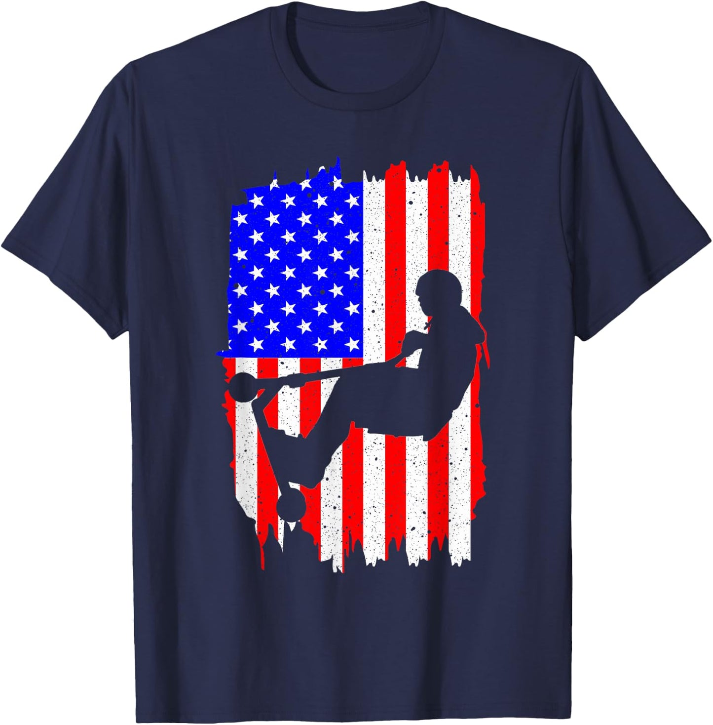 Funny American Flag Stunt Scooter Designs Men Women Riders T-Shirt - T-Shirt | Navy