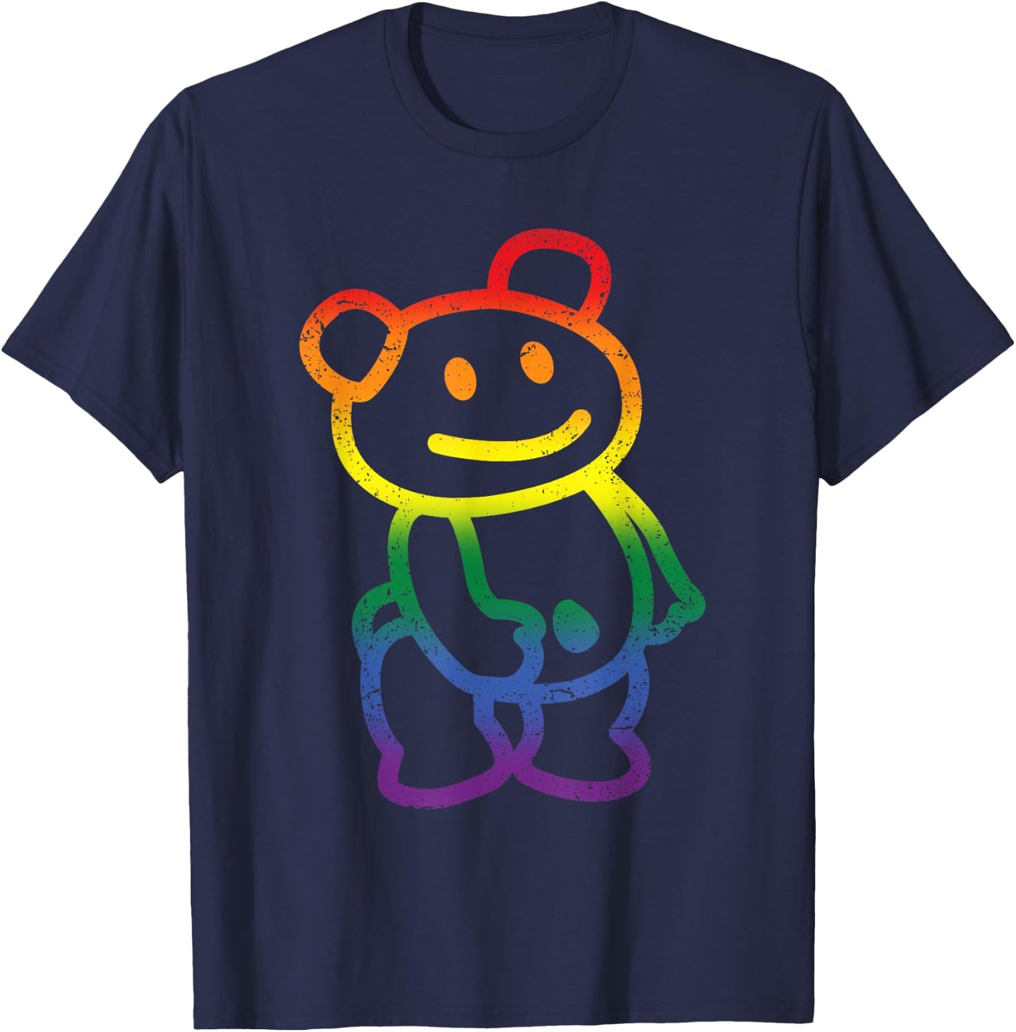 Reflective Bear Gay Pride Flag LGBT-Q Ally Cute Animal T-Shirt - T-Shirt | Navy