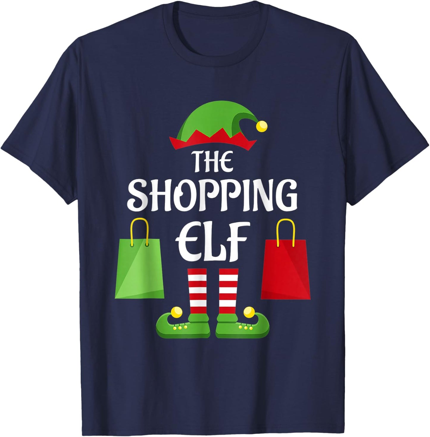 Shopping Elf Family Matching Group Christmas Shopper T-Shirt - T-Shirt | Navy