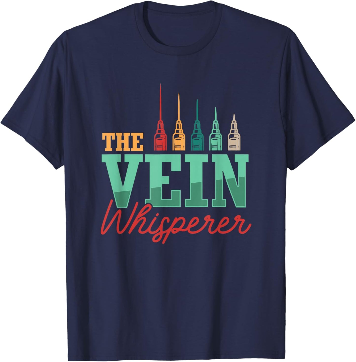 Retro Vein Whisperer Phlebotomist Medical Nurse Phlebotomy T-Shirt - T-Shirt | Navy