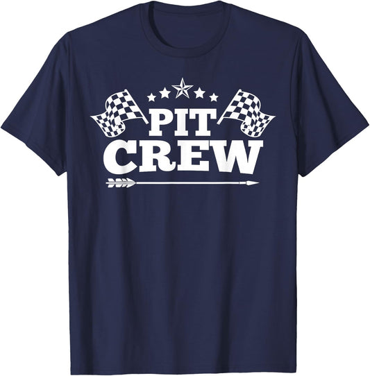 Pit Crew Funny Race Track Racing Mechanic Car Parties Drive T-Shirt - T-Shirt | Navy