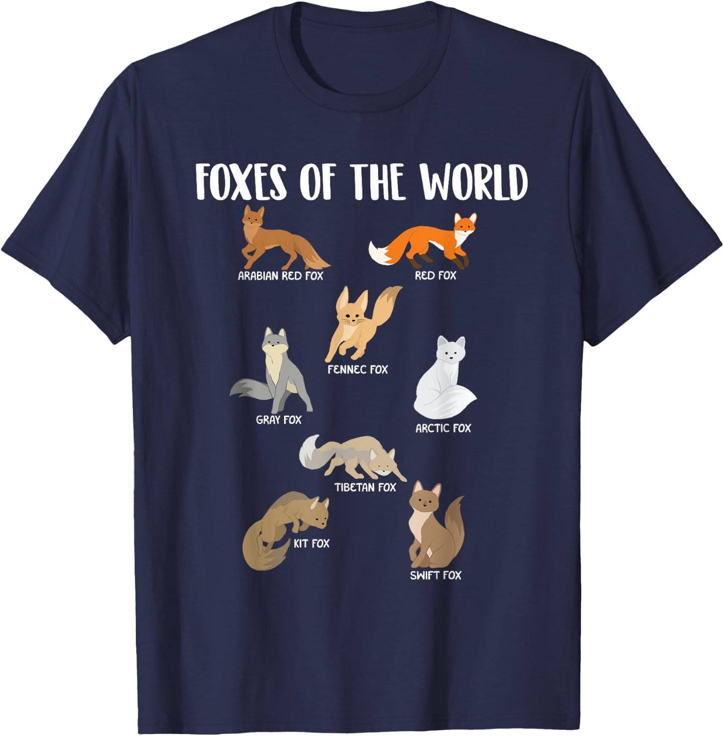 Foxes Of The World - Fox Lover Wild Nature Camper T-Shirt - T-Shirt | Navy