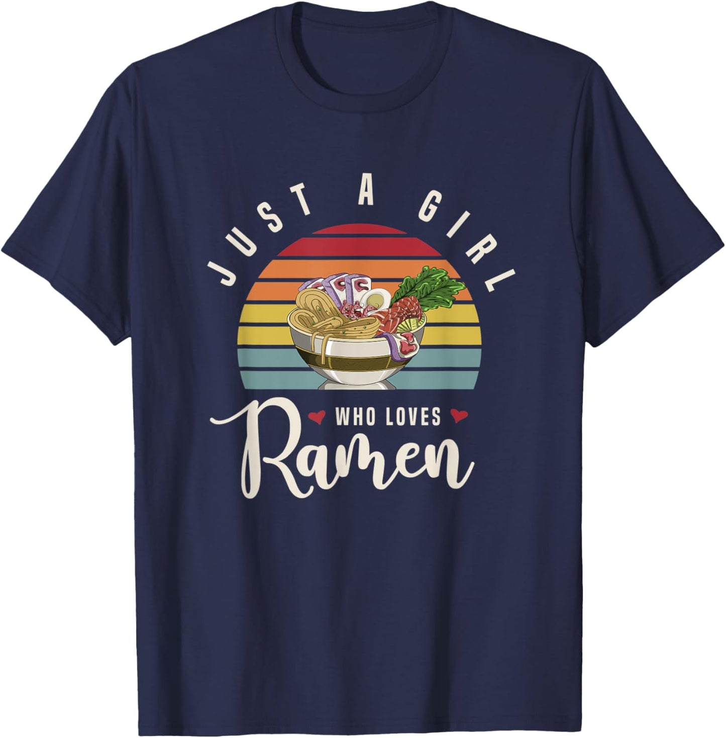 Women Girls Kids Kawaii Asian Food Noodles Gift Retro Ramen T-Shirt - T-Shirt | Navy