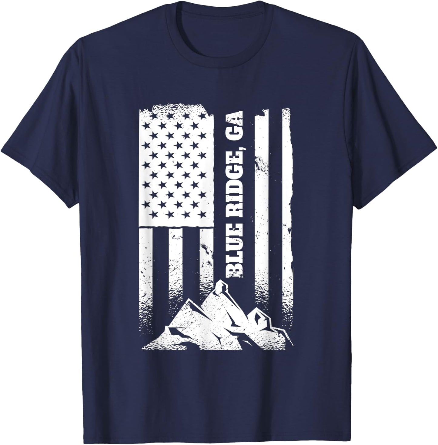 Blue Ridge GA Georgia American Distressed Patriotic Flag Kids Men T-Shirt - T-Shirt | Navy